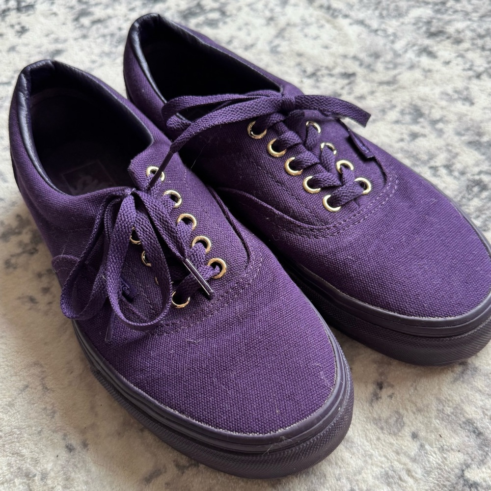 Vans Mono Era Blackberry Purple Skate Shoes Sneakers | Gold Eyelets